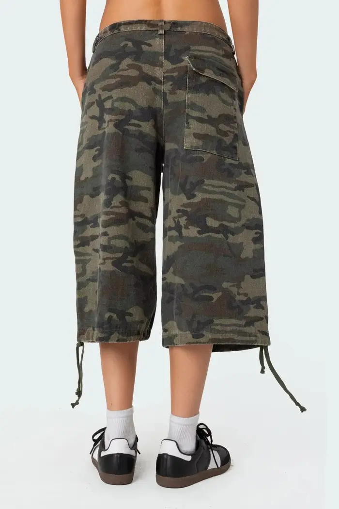 Nová letná móda pre ženy Cargo šortky ležérne s kamuflážnou potlačou voľné so šnúrkou krátke nohavice pre Club Streetwear