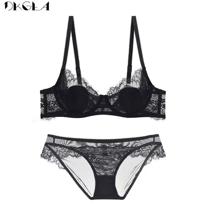 Ensemble de sous-vêtements verts de marque pour femmes, soutien-gorge ultra-mince, broderie, dentell