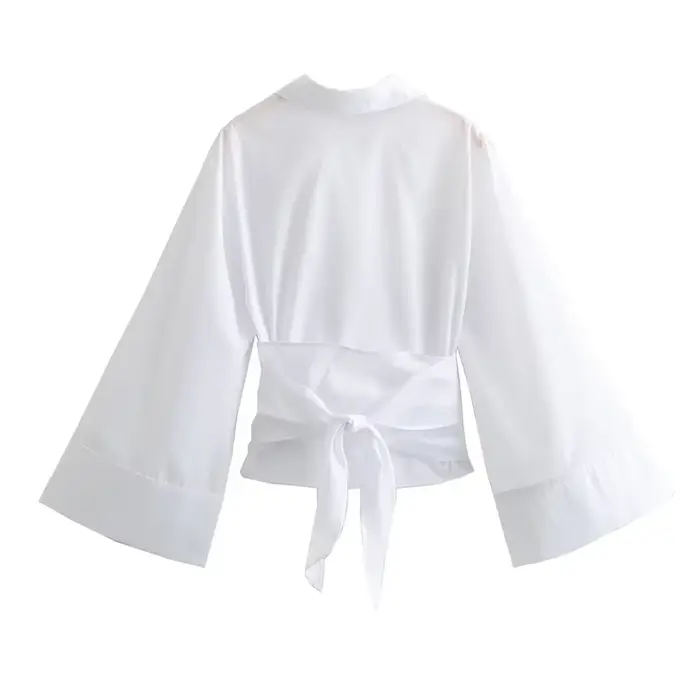 Príležitostné V-Neck bavlna a polyester blúzka pre ženy Junior príležitosti jarné letné kancelárie