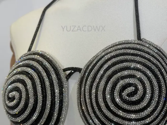 Dámska plážová voľná podprsenka, Precious Top, spodná bielizeň ozdobené diamanty, zadné, sexy, luxusné, párty, nočný klub, leto
