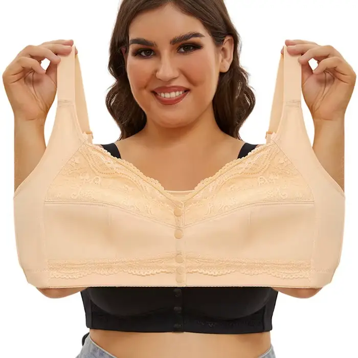 Dámska podprsenka veľká veľkosť bezdrôtové predné uzavretie čipky push up spodná bielizeň sexy elegantné špeciálne príležitosti