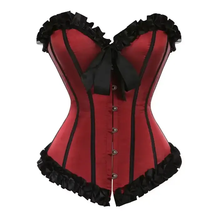 Vintage gotický pruhovaný korzet so šnurovaním Sexi saténový nadprsný bustier Shaper viktoriánsky pre ženy modrá zelená červená ružová
