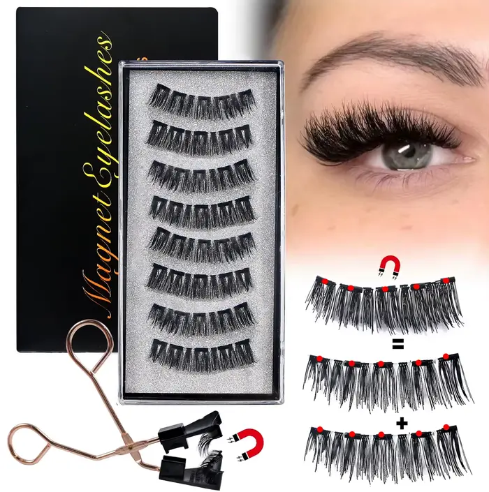 8 pièces cils magnétiques aucune colle nécessaire faux cils magnétiques avec applicateur réutilisabl