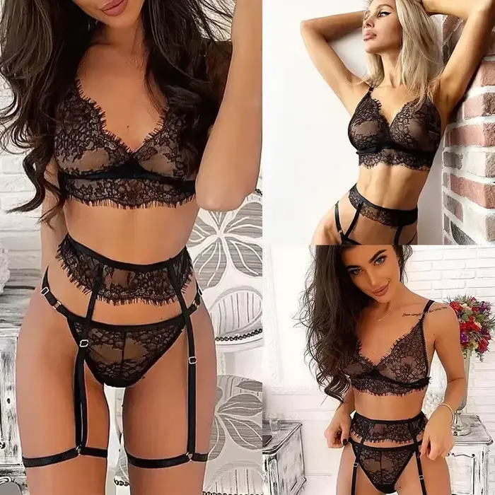 Sexy spodná bielizeň pre dámy, teplá podprsenka, nohavičky, spodná bielizeň, dutý podväzok, červená, ako oblečenie, 7.0