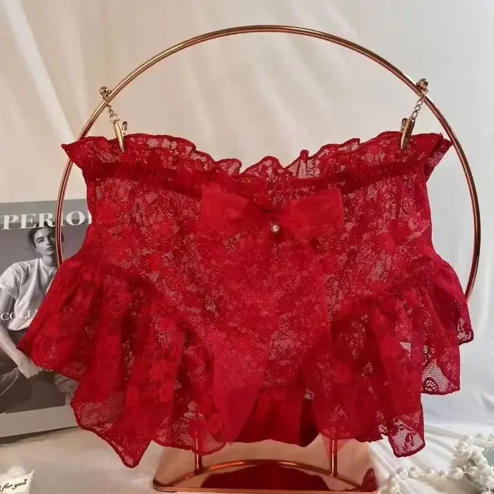 Sissy – Lingerie érotique grande taille pour femme, sous-vêtements brodés en dentelle, taille haute,